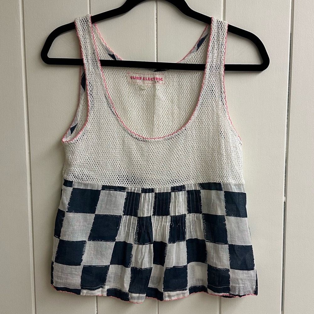 Urban outfitters checkered mesh top